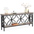 LITTLE TREE Sofa Table, 70.9 Inch Industrial Behind Couch Table with Storage Shelves, Narrow Long Console Table for Entryway, Li