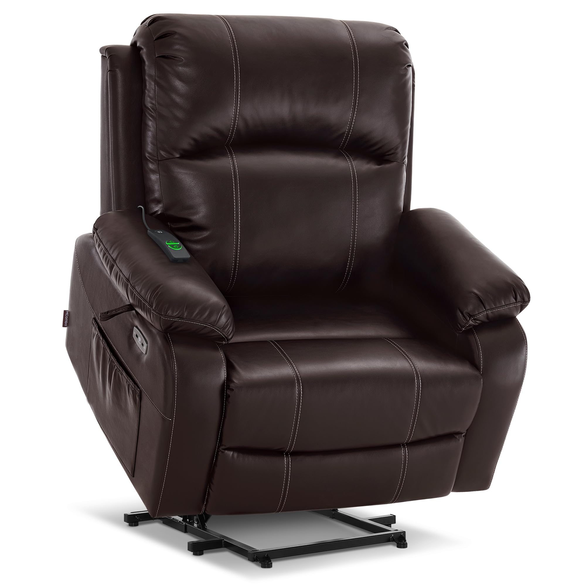 MCombo Small-Wide Power Lift Recliner Chair with Massage and Heat for Petite Elderly People, 3 Positions, 2 Side Pockets, USB Po
