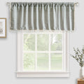 RoomTalks Sage Green Boho Kitchen Valances for Windows Rod Pocket 18L x 52W Spring Summer French Striped Modern Farmhouse Chic T