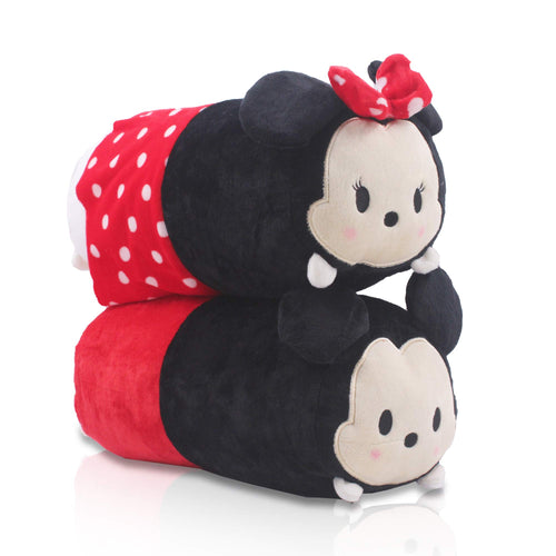 2 Pcs Set Mickey Minnie Plush Travel Pillow Stackable Long Cushion for Long Flight car Ride Cruise