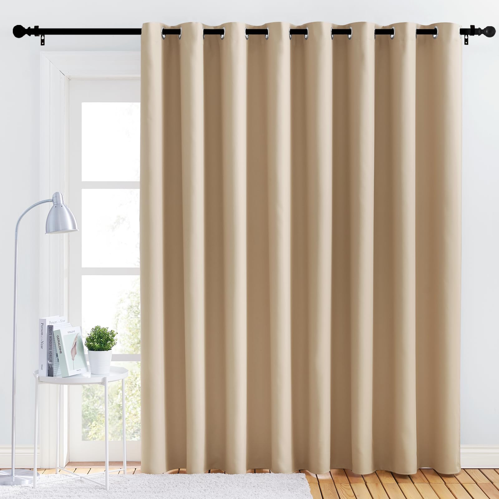 NICETOWN Thick Blackout Curtain and Drape - (120 x 90, Biscotti Beige, 1 Panel) Thermal Insulated Grommet Top Window Drapery for