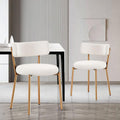 HAIZAO Boucle Dining Chairs Set of 2, Modern Round Upholstered Dining Chairs, Curved Backrest Kitchen Dining Room Chairs, Mid-Ce