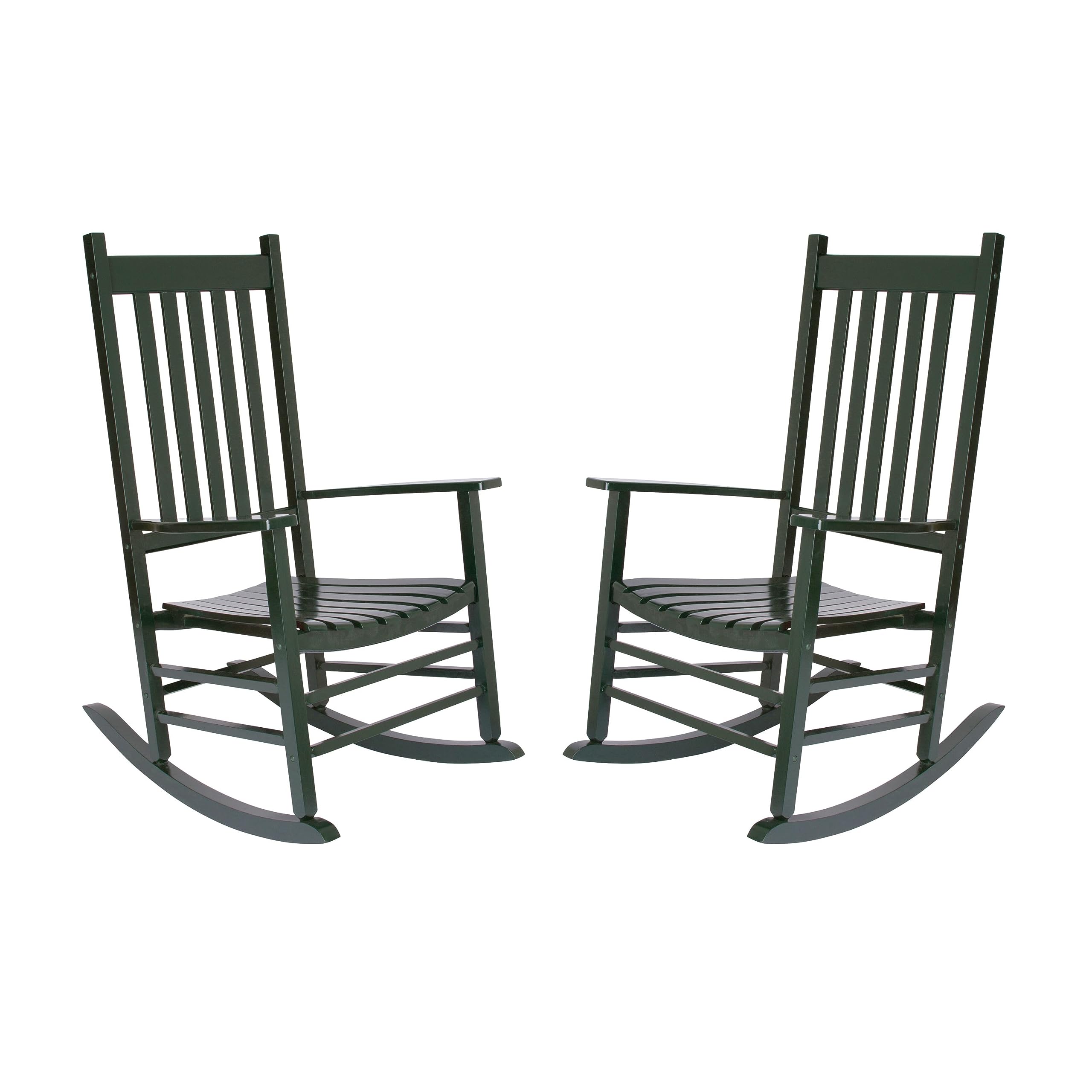 Shine Company Vermont Rocking Chairs, Outdoor Front Porch Rocker Set of 2, Dark Green