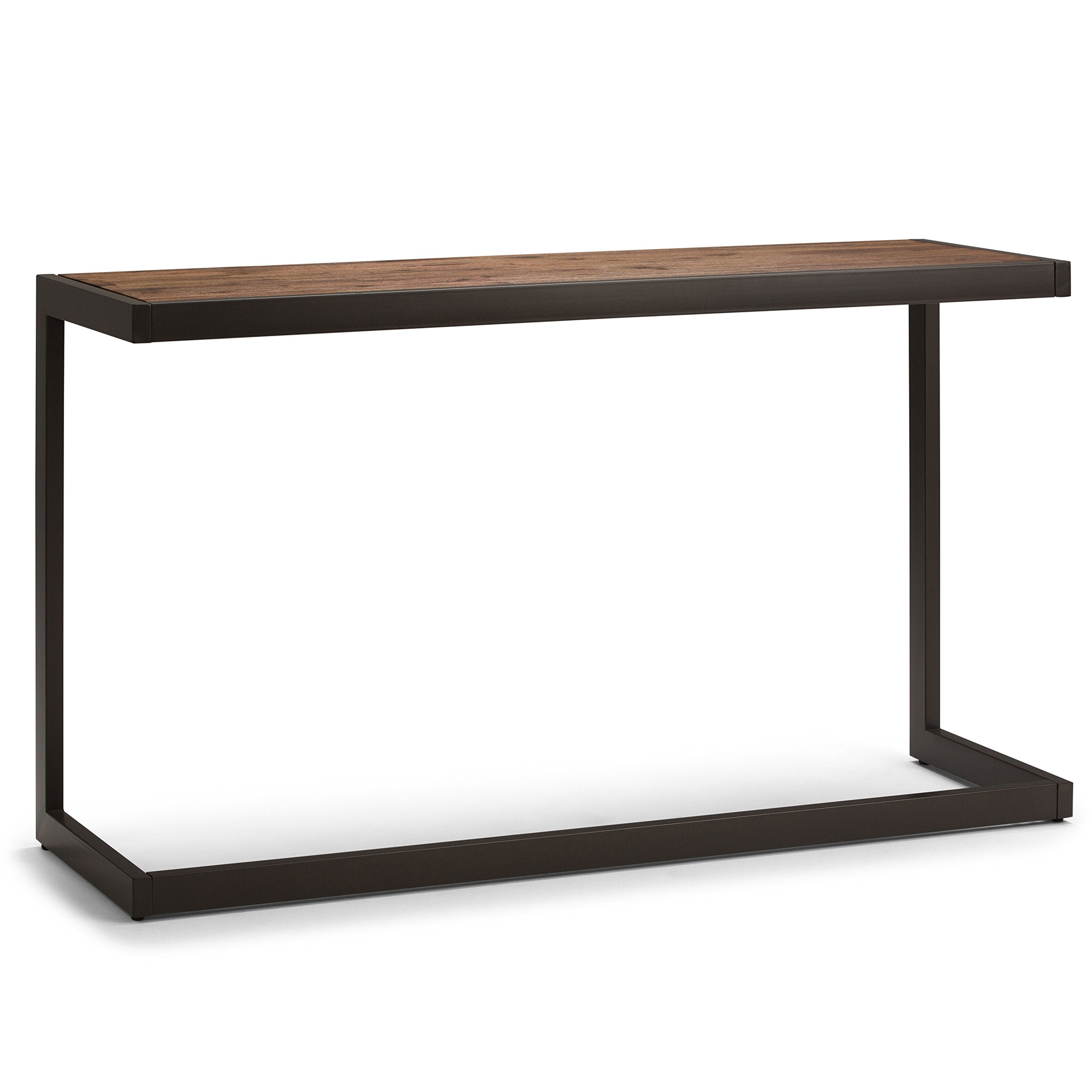 SIMPLIHOME Erina SOLID ACACIA WOOD and Metal 52 inch Wide Industrial Console Sofa Table in Rustic Natural Aged Brown for the Liv
