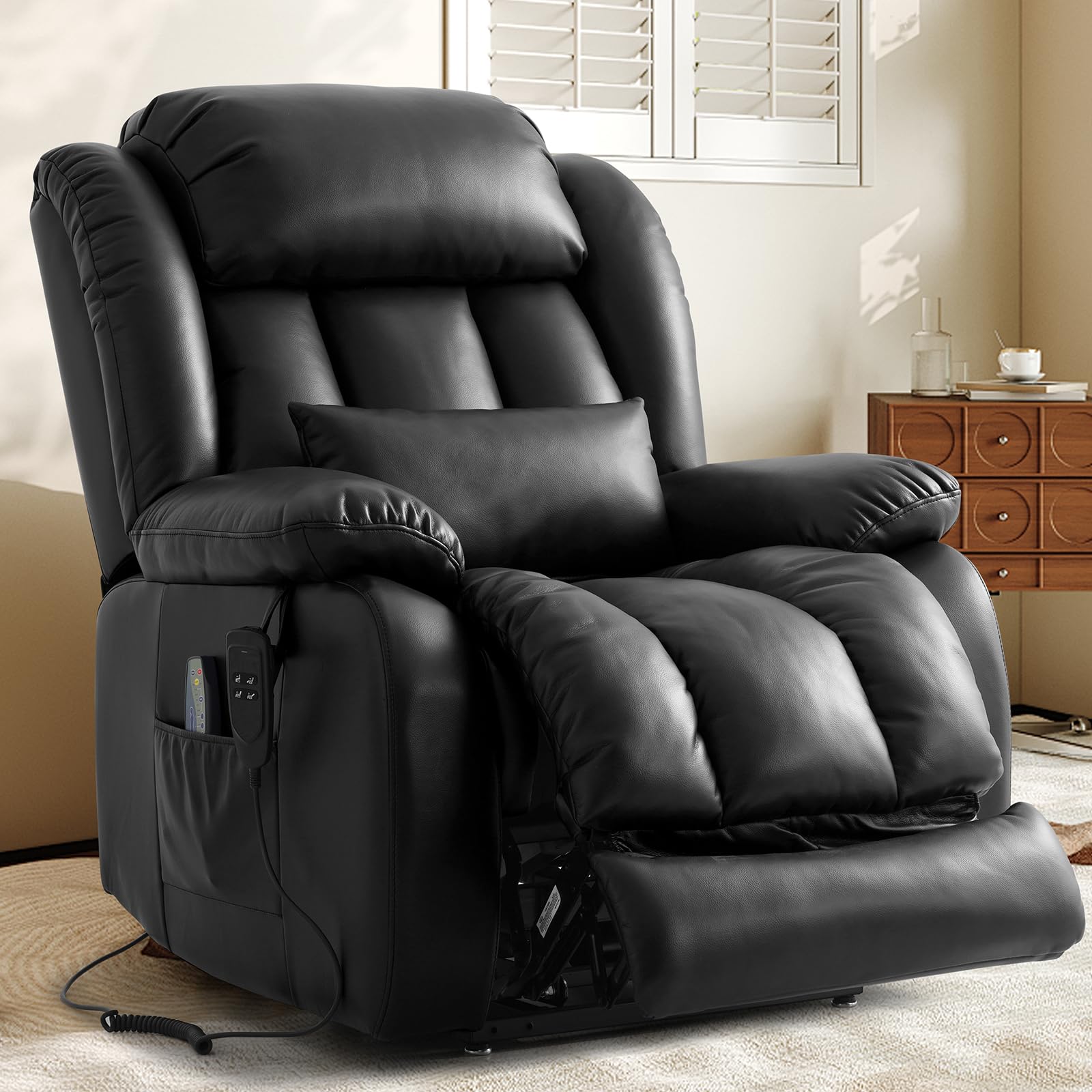 EDILLY Extra Large Power Lift Recliner Chairs for Elderly,Infinite Position Lay Flat Dual Motor Recliners Chair, with Heating an