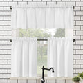 No. 918 Martine Microfiber Semi-Sheer Rod Pocket Kitchen Curtain Valance and Tiers Set, 54 x 45, White