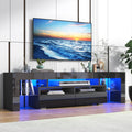 Vinctik 6&Fox Black TV Stand for 55/60/65inch TV,Modern Entertainment Center with 2 Storage Drawers and LED Light, High Glossy T