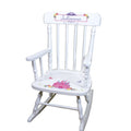 My Bambino Girls Personalized White Wood Rocking Chair Toddler Baby Gift (Pink Princess Castle)