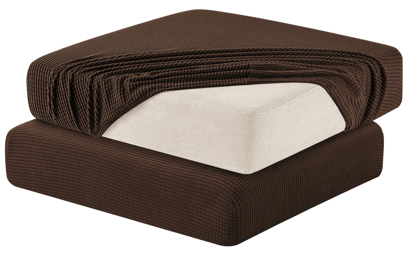 Hokway 2 Piece Couch Cushion Slipcovers Stretch Reversible Cushion Replacement Slipcovers Sofa Cushion Covers(Chocolate, 2)