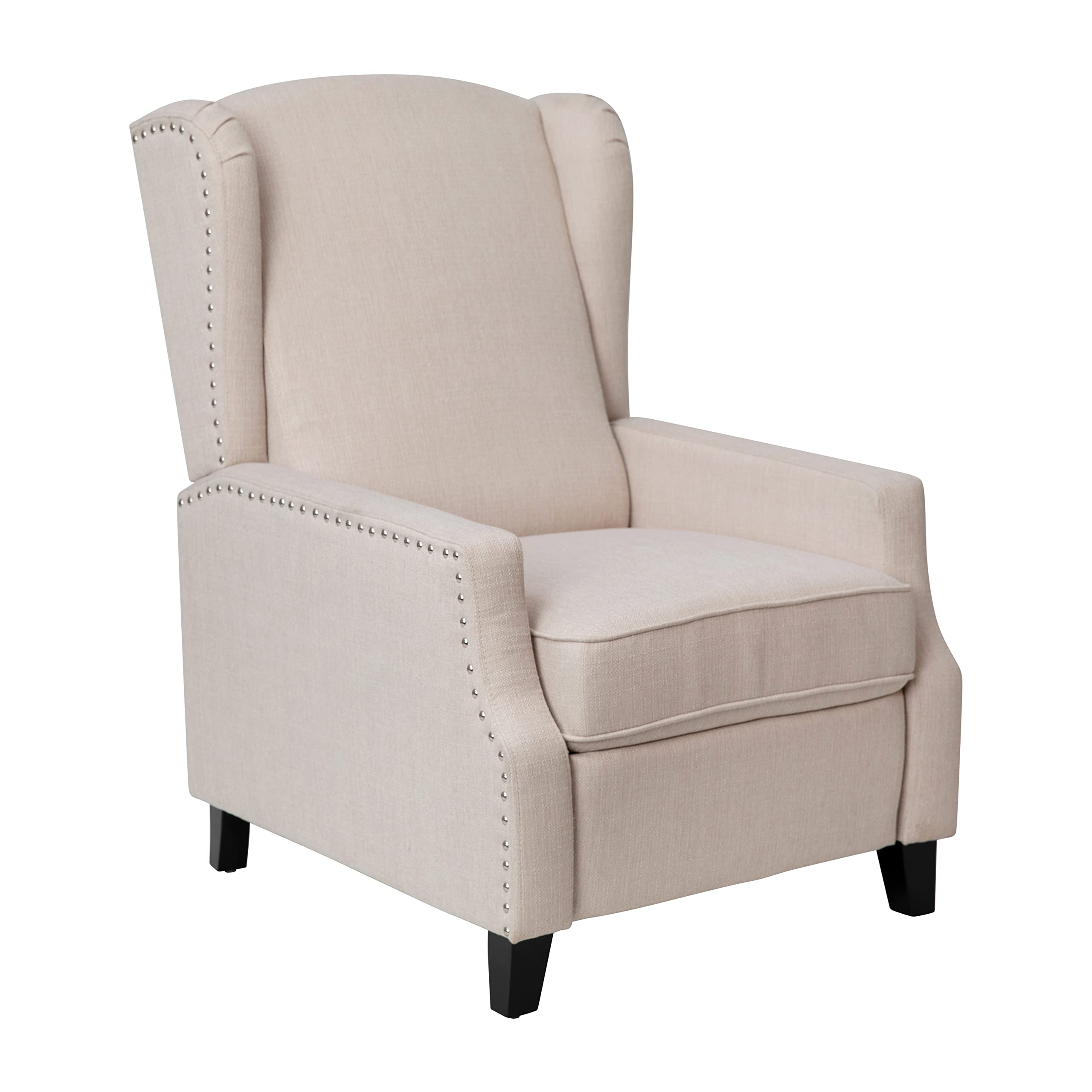 Flash Furniture Prescott Polyester Fabric Upholstered Slim Wingback Recliner, Modern Pushback Recliner Chair with Pocket Spring 