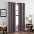 ECLIPSE Andover Solid Tripleweave Thermal Blackout Grommet Curtains for Bedroom (2 Panels), 42 in x 84 in, Grey