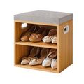 YMYNY Shoe Storage Bench with Cushion, 2 Tier Shoe Rack with Padded Seat, Adjustable Shoe Organizer Cabinet for Entryway, Living