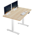 VIVO Electric Height Adjustable 48 x 30 inch Memory Stand Up Desk, Light Wood Solid One-Piece Table Top, White Frame, Standing W