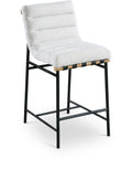Meridian Furniture 857Cream-C Burke Collection Modern | Contemporary Boucle Fabric Upholstered Counter Stool, Cream, 18 W x 24 D