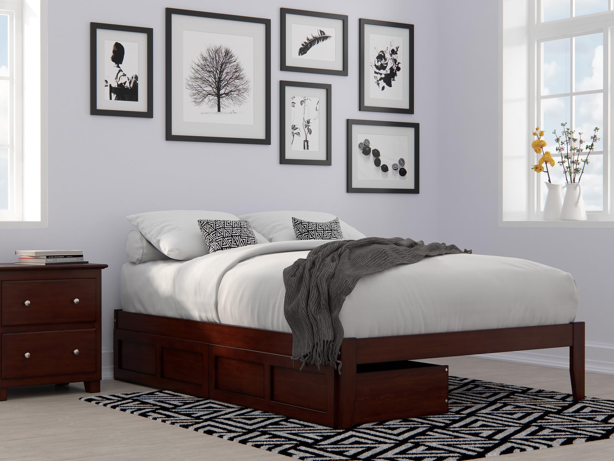 AFI, Colorado Full Platform Bed with 2 Storage Drawers, Walnut