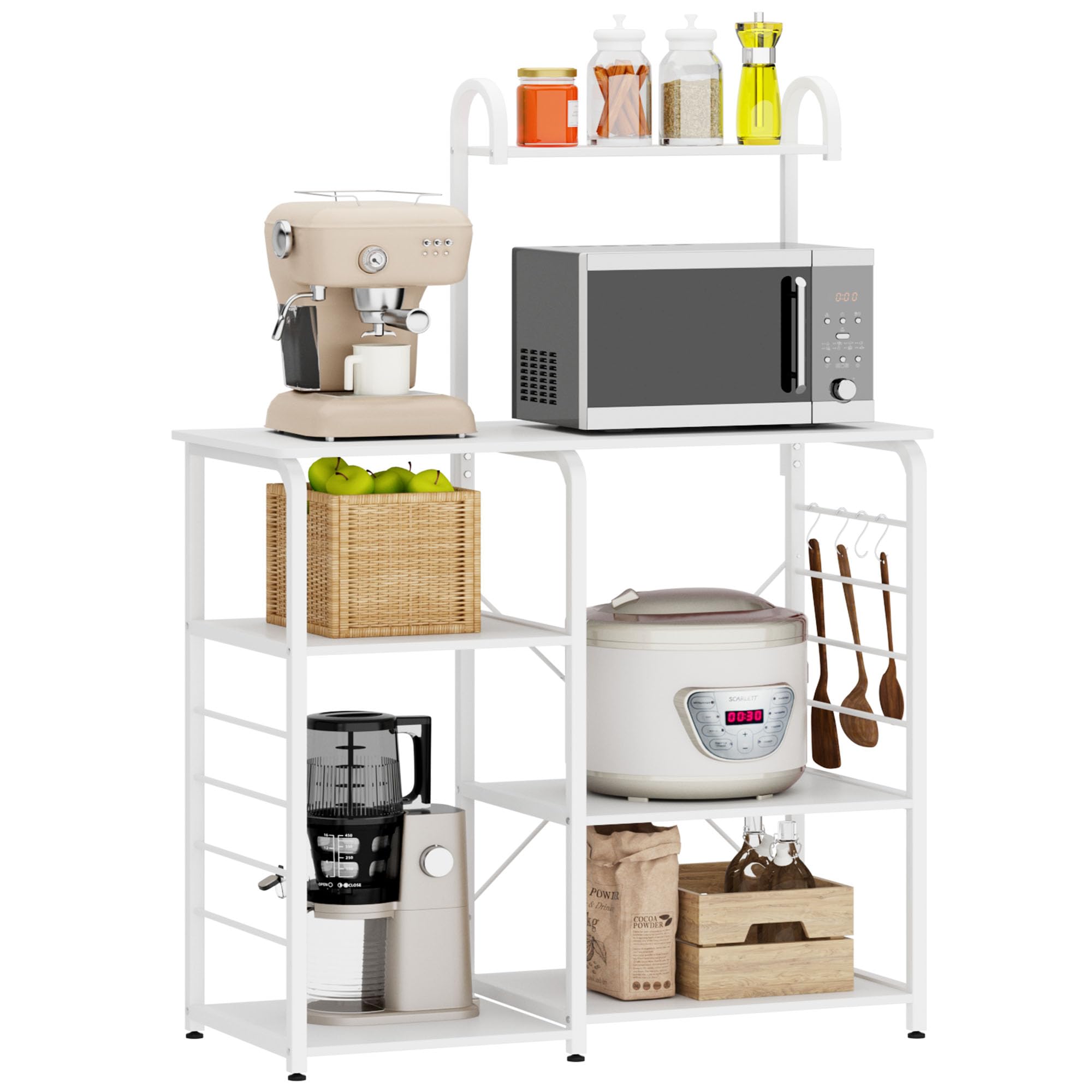 soges Multi-Functional Kitchen Bakers Rack Utility Microwave Oven Stand Storage Cart Workstation Shelf Microwave Cart, White, 1