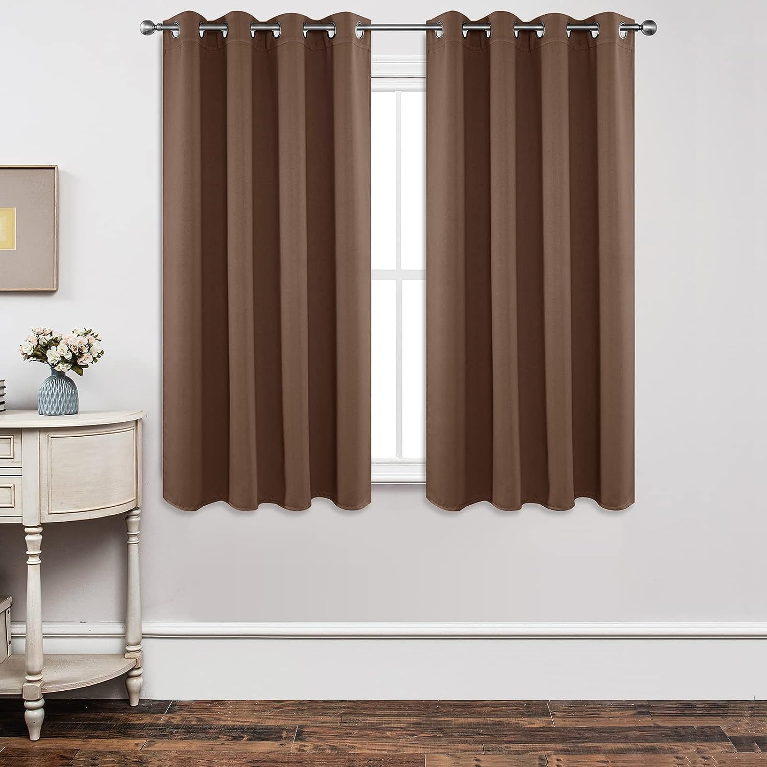Joydeco Blackout Curtains 63 Inch Length 2 Panels Set, Thermal Insulated Long Curtains & Drapes 2 Burg, Room Darkening Grommet C