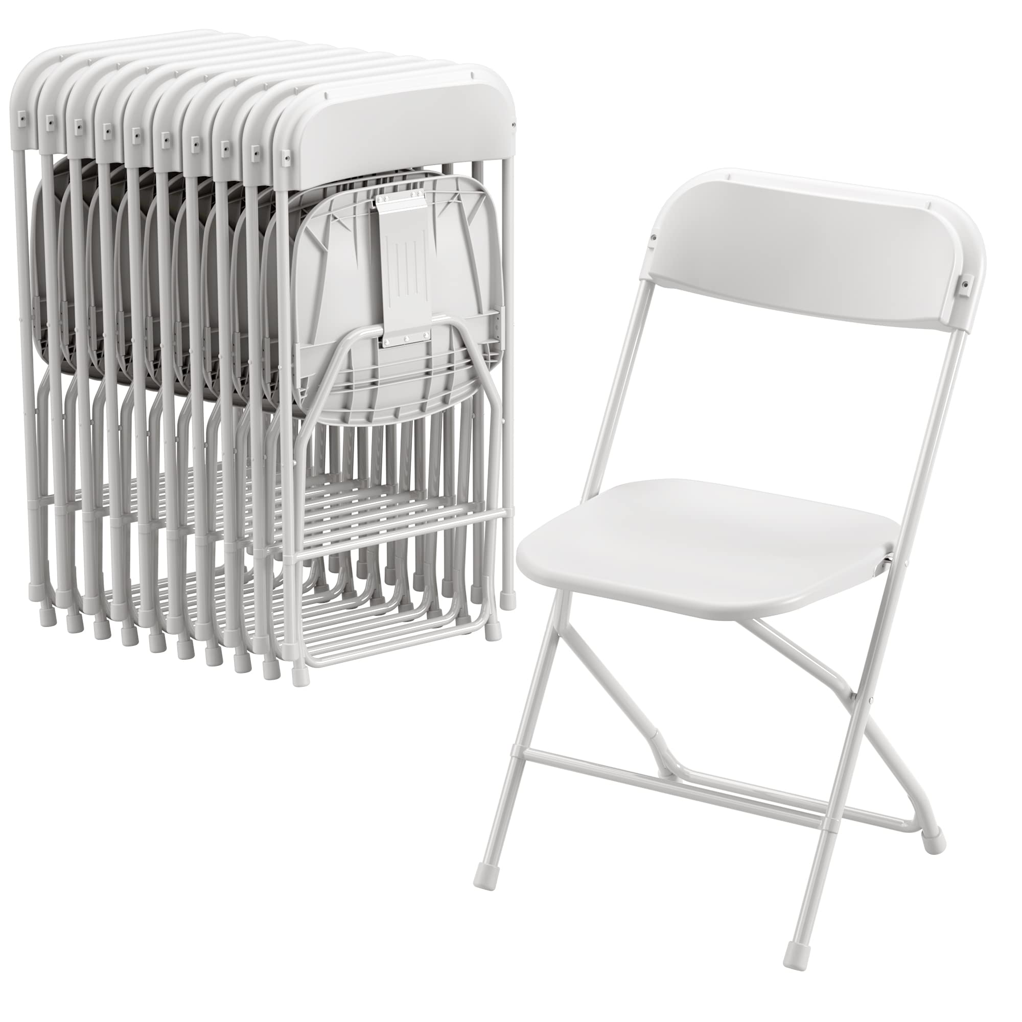 Allpop 10 Pack Plastic Folding Chair, 300lb Capacity, Portable Commercial Chair with Steel Frame for Home Office Wedding Party I