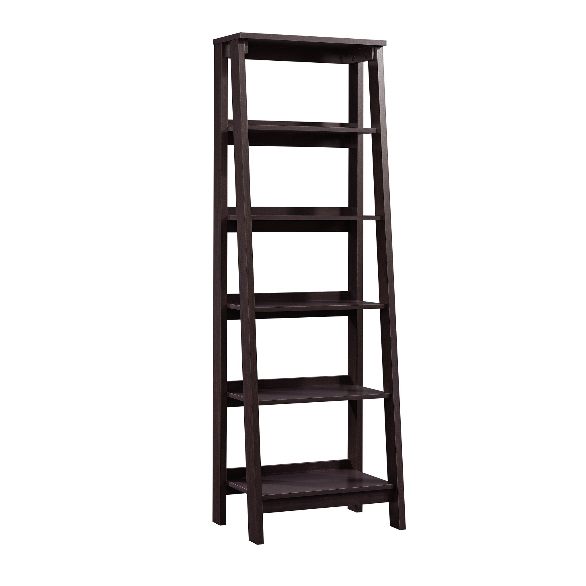 Sauder Trestle 5 Bookcase/Book Shelf, L: 23.54 x W: 16.61 x H: 71.14, Jamocha Wood