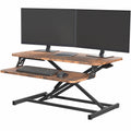VIVO Height Adjustable 32 inch Stand Up Desk Converter, Quick Sit to Stand Tabletop Dual Monitor Riser Workstation, Rustic Vinta