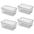 Freezer Organizer Bins - 4 Pack Stand Up Freezer Baskets for 16,17,21 cu.ft Upright Freezer, Wire Storage Baskets with Built-in 