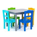 Humble Crew Kids Wooden Table and 4 Chairs Set, Grey/Blue/Green/Yellow - Kids Table and Chair Set for Toddlers and Children for 