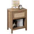 SICOTAS Rattan Nightstand - Farmhouse Night Stand with Drawer and Storage Shelf - Boho Accent Table Bedside Table End Table Side