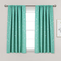 Lush Decor Star Blackout Window Curtain Panel Pair, 63 Long x 52 Wide, Turquoise