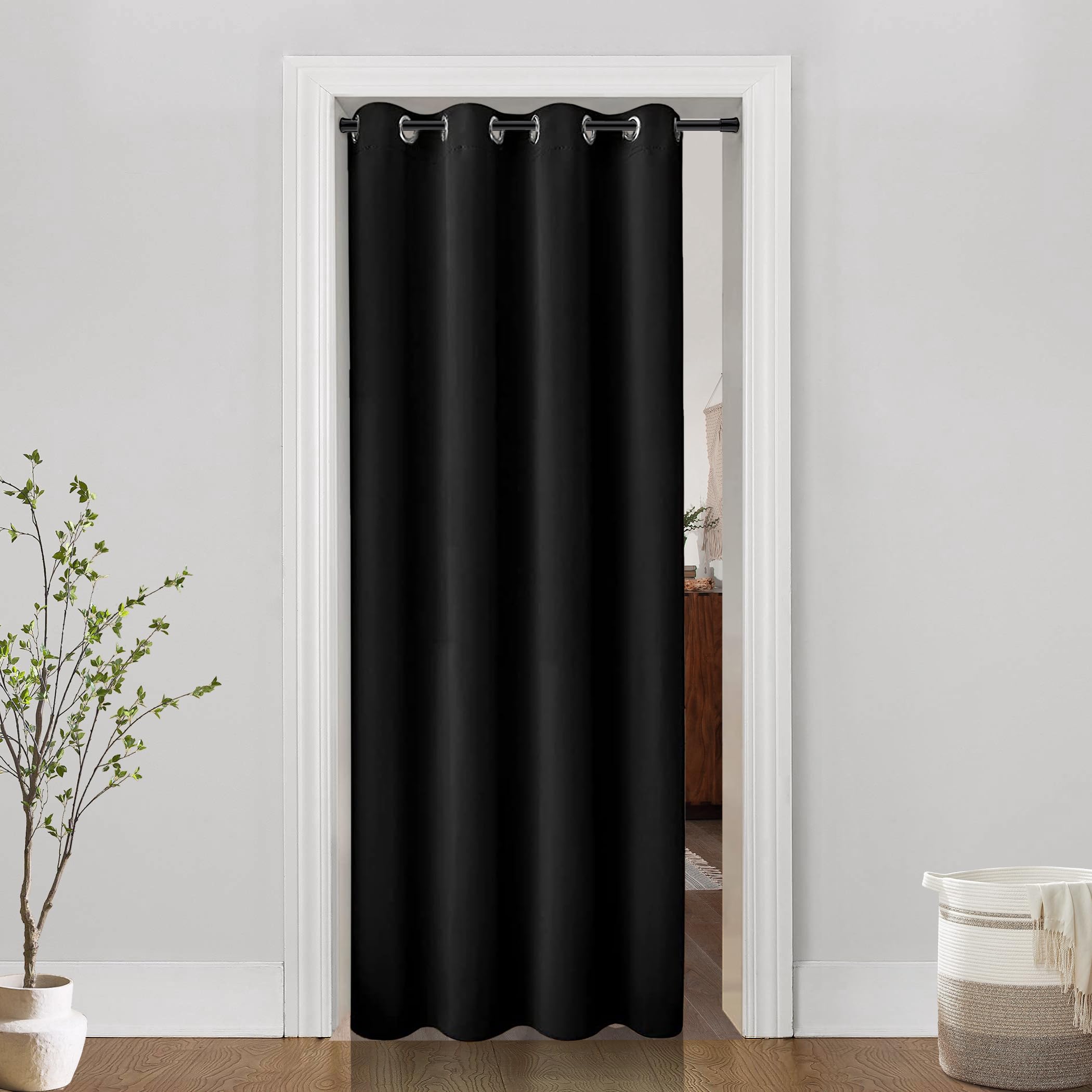 PANELSBURG Black Grommet Door Curtain,52 x 80 - 1 Panel