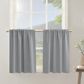 PANELSBURG 36 Inch Length Tier Curtains Set 2 Panels Blackout Thermal Insulating Small Light Grey Curtains for Kitchen Basement 