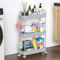 SOLEJAZZ Slim Rolling Storage Cart with Wheels 3 Tier Skinny Bathroom Storage Organizer Thin Laundry Room Utility Cart Space-Sav