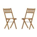 Flash Furniture Martindale Indoor/Outdoor Folding Acacia Wood Bistro Chairs - Natural Finish - X Base Frame - Slatted Back and S