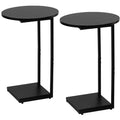 HDANI C Shaped End Table Set of 2,Couch Side Table That Slide Under,C Table End Table for Livingroom, Bedroom,Office (Black)