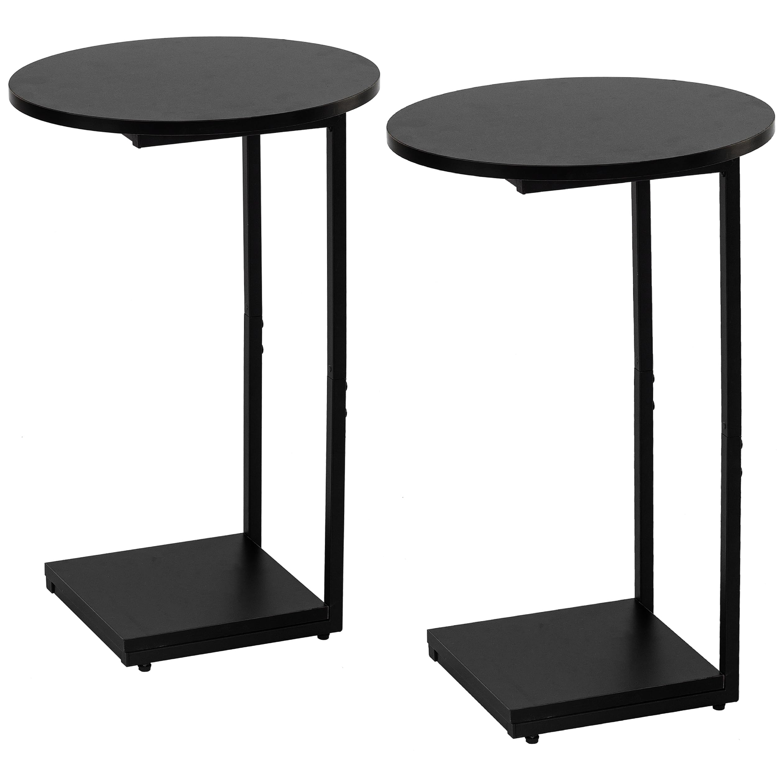 HDANI C Shaped End Table Set of 2,Couch Side Table That Slide Under,C Table End Table for Livingroom, Bedroom,Office (Black)