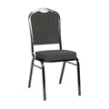 Flash Furniture Hercules Series Crown Back Stacking Banquet Chair in Black Patterned Fabric - Black Frame