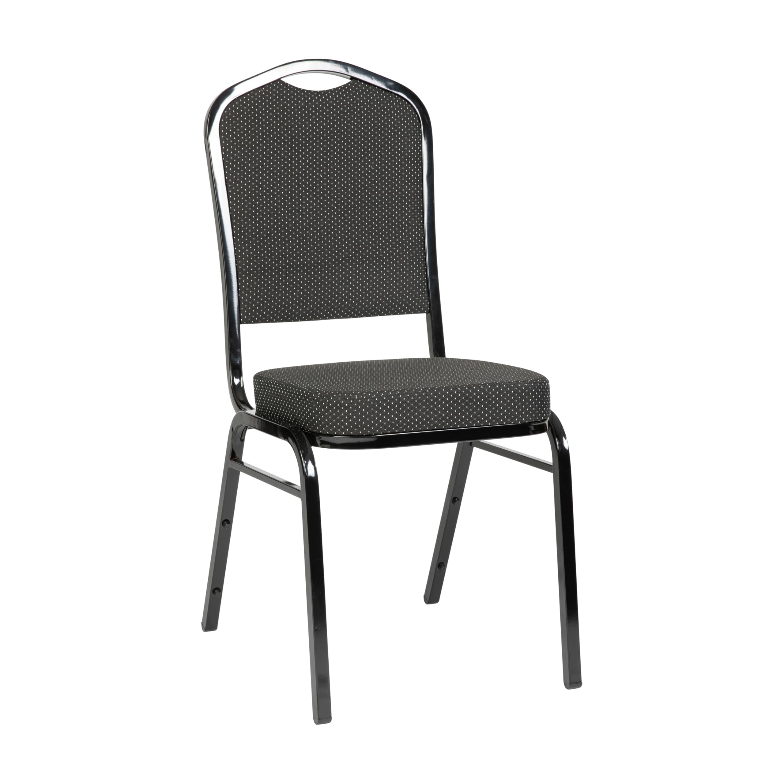 Flash Furniture Hercules Series Crown Back Stacking Banquet Chair in Black Patterned Fabric - Black Frame
