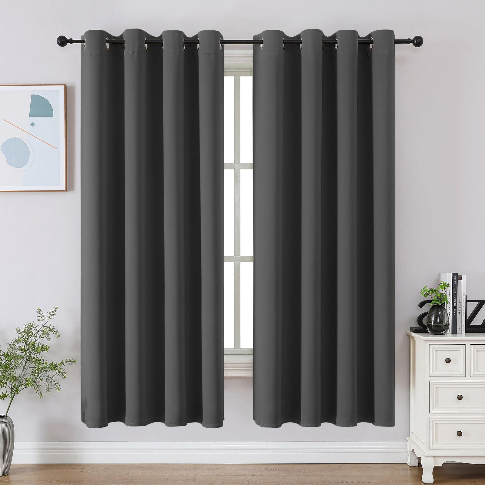 CUCRAF Blackout Curtains 63 inch Length,Room Darkening Thermal Insulated Grommet Curtains for Living Room/Bedroom,Set of 2 Panel