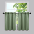 Mrs.Naturall Kitchen Curtains Green Short Blackout Blinds Small Window Treatments Curtains for Bedroom Bathroom Set of 2 Panels 