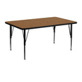 Flash Furniture Wren 24W x 48L Rectangular Oak Thermal Laminate Activity Table - Height Adjustable Short Legs