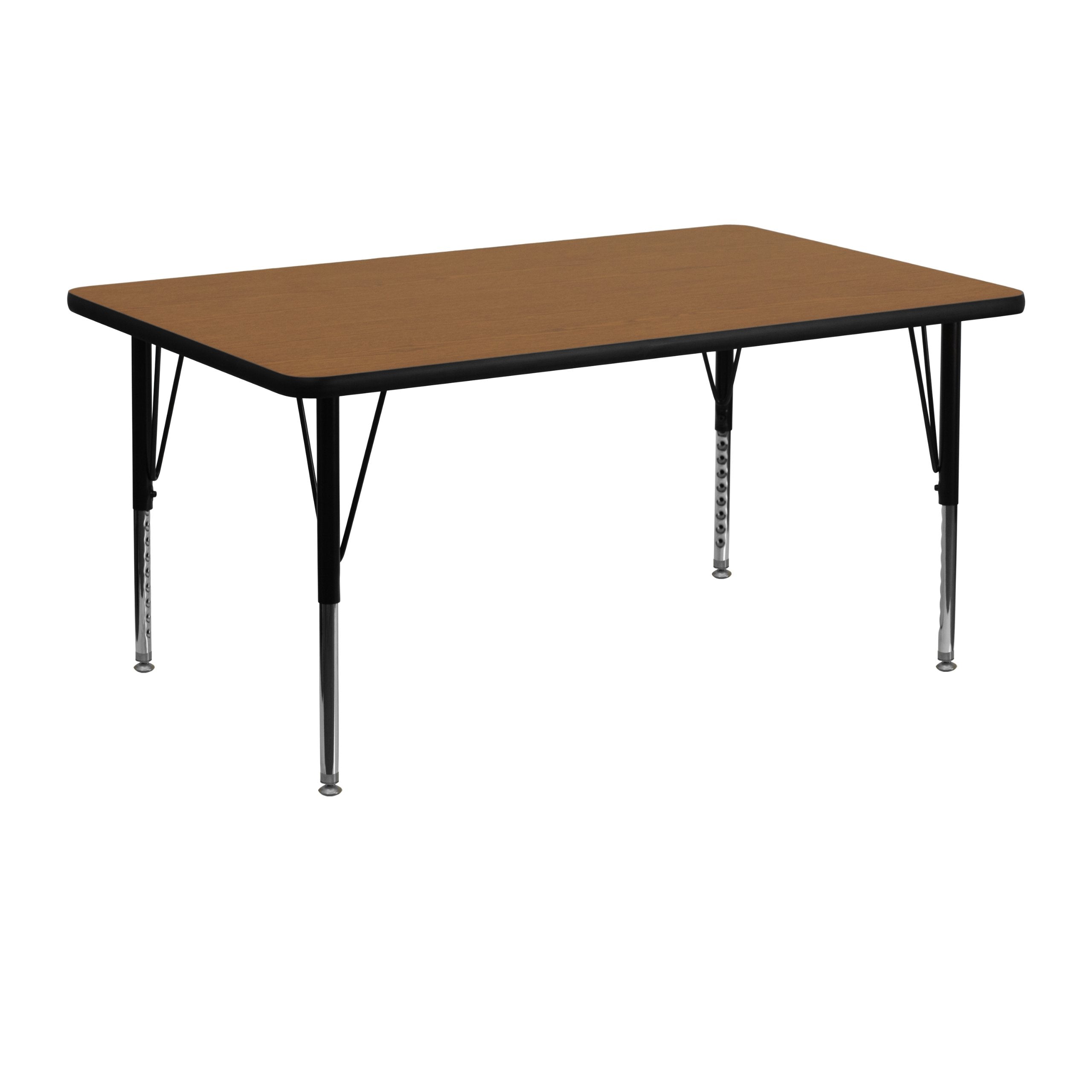 Flash Furniture Wren 24W x 48L Rectangular Oak Thermal Laminate Activity Table - Height Adjustable Short Legs