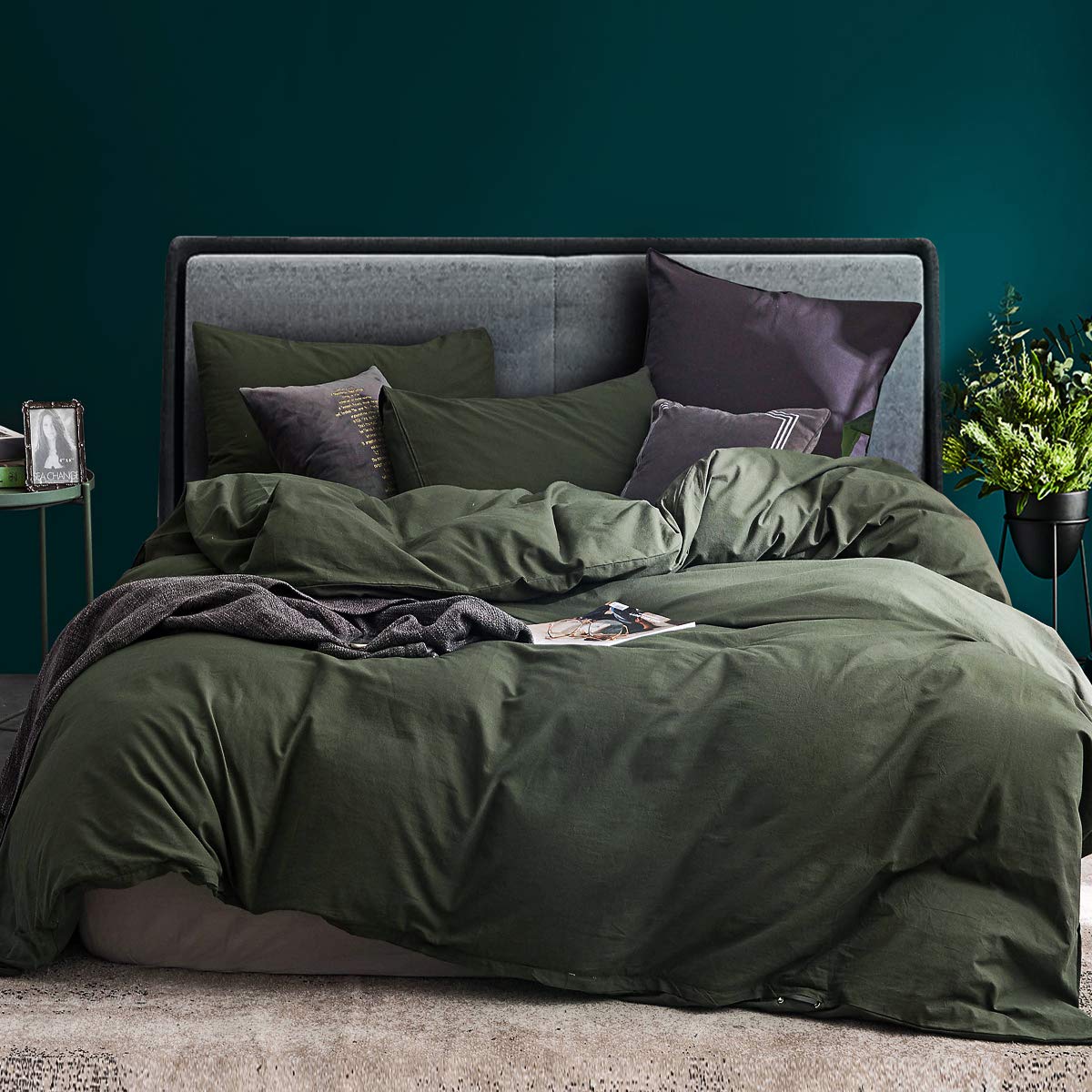 ECOCOTT 3 Pieces Duvet Cover Super King Size 100% Washed Cotton 1 Duvet Cover with Zipper and 2 Pillowcases, Ultra Soft and Brea