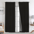 Joydeco 100% Blackout Curtains 84 inches Long Natural Linen Drapes 2 Panels Set Burg for Bedroom Living Room Black Out Darkening
