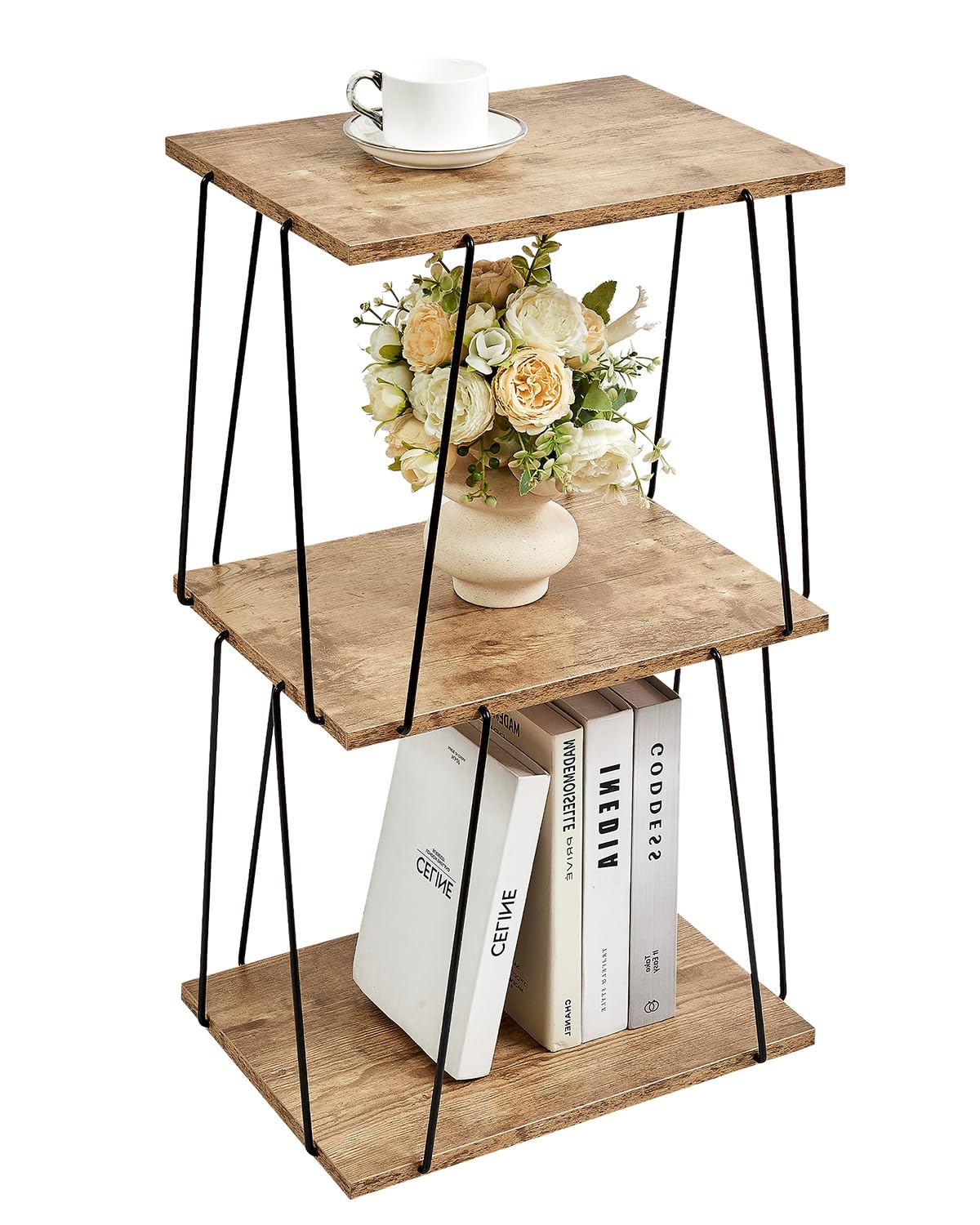 KJGKK Tall Side Table, Small End Table, 29 inch High Entryway Table, Bedside Table for Living Room, Bedroom and Office, Greige &