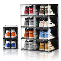 Amllas 10 Pack Shoe Boxes Stackable,Upgraded Sturdy Storage Boxes with Clear Magnetic Door,Multifunctional Sneaker Organizer Fit