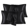 Bedsure Satin Pillowcase for Hair and Skin Queen - Black Silky Pillowcase 4 Pack 20x30 Inches with Envelope Closure, Similar to 