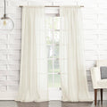 No. 918 Tayla Crushed Texture Semi-Sheer Rod Pocket Curtain Panel, 50 x 84, Cream Off-White
