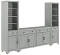 Crosley Furniture Tara 3-Piece Entertainment Center with TV Stand, Bookshelves, and Storage Shelves, Distressed Gray