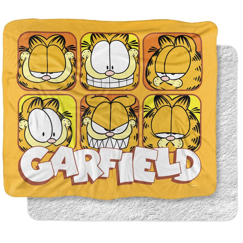 Garfield Blanket, 50x60, Faces Silky Touch Sherpa Back Super Soft Throw Blanket