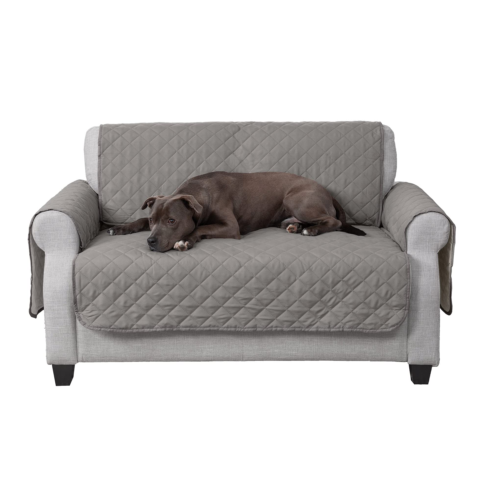 Furhaven Water-Resistant & Reversible Loveseat Cover Protector for Dogs, Cats, & Children - Two-Tone Pinsonic Quilted Living Roo