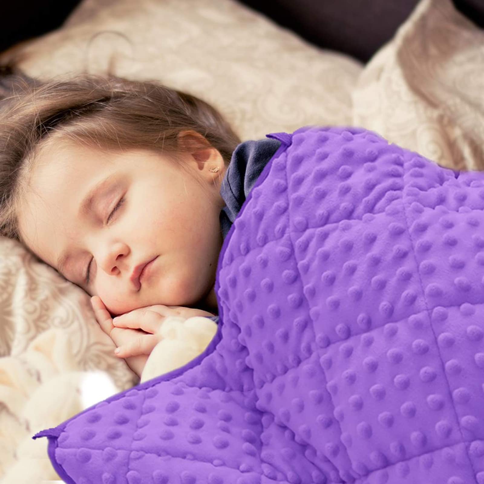 MAXTID Kids Weighted Blanket 3lbs 36x48 Violet Heavy Blanket Purple Child Comfort Sensory Blankets for Girls & Boys